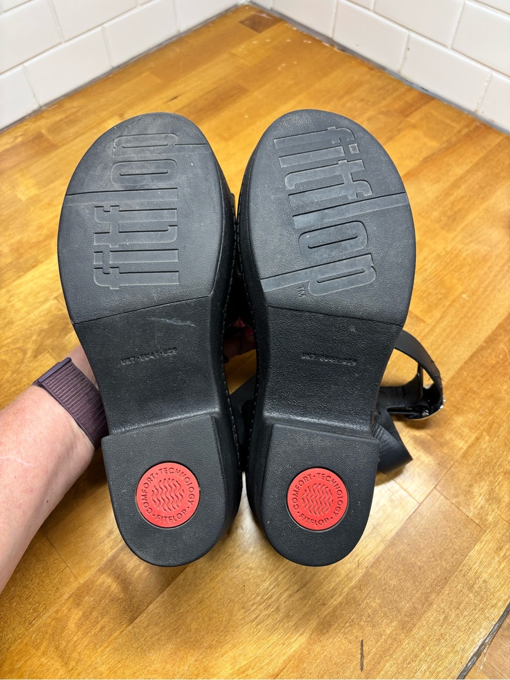 Fitflop Black Platform Ankle-Strap Sandals - Picture 6 of 9